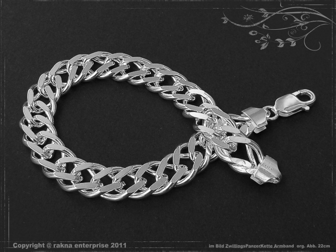 Twin-Curb Chain bracelet B11.0L20 solid 925 Sterling Silver