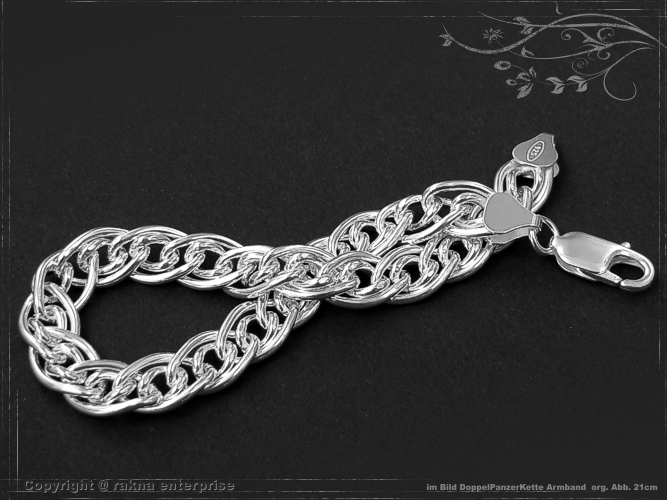 Double Curb Chain bracelet B8.5L17 solid 925 Sterling Silver