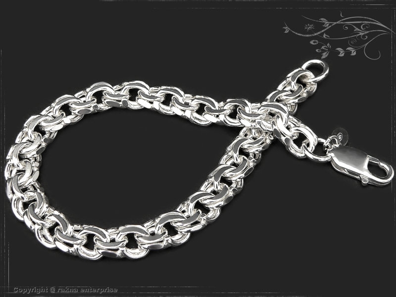 Garibaldi Curb Chain bracelet B8.5L17 solid 925 Sterling Silver