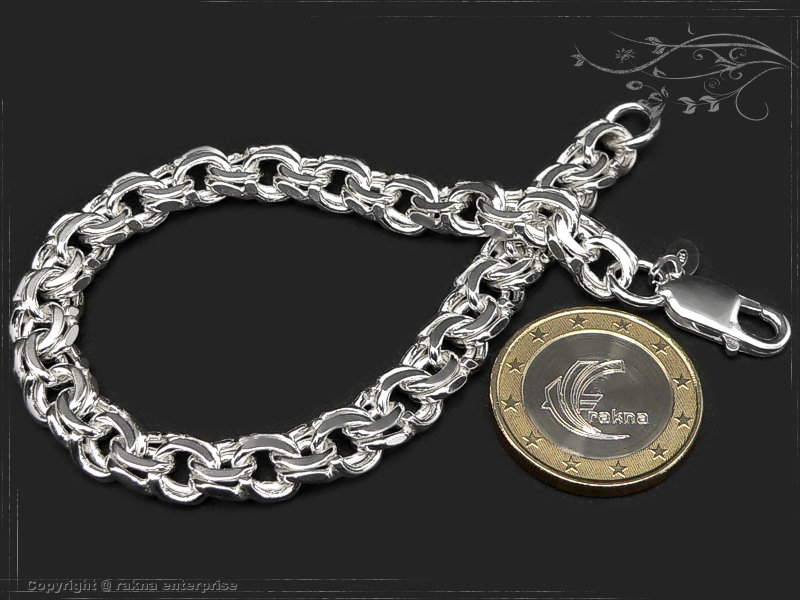 Garibaldi Curb Chain bracelet B8.5L18 solid 925 Sterling Silver