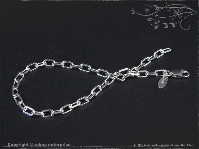 anchor chain Bracelets B3.8L19 solid 925 Sterling Silver