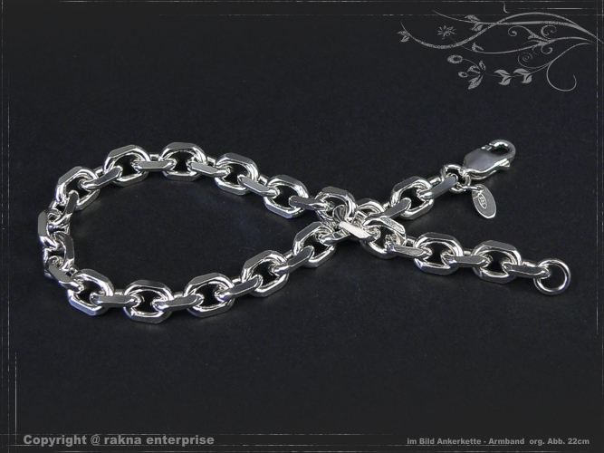 anchor chain Bracelets B6.5L19 solid 925 Sterling Silver