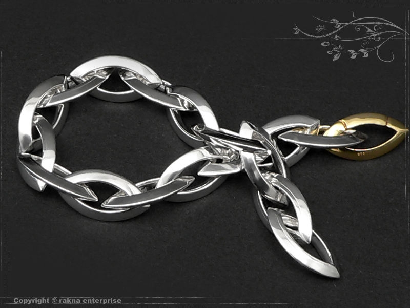Anchor Chain Bracelet :: Navette B10.2mm-L17cm solid 925 Sterling Silver