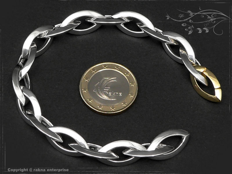 Anchor Chain Bracelet :: Navette B10.2mm-L20cm solid 925 Sterling Silver