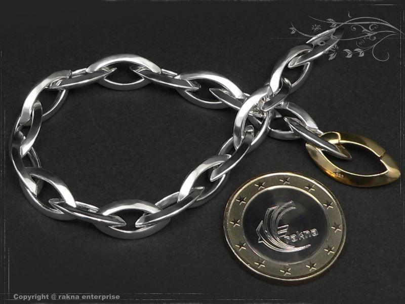 Anchor Chain Bracelet :: Navette B7.4mm-L17cm solid 925 Sterling Silver