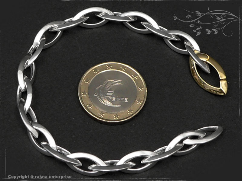 Anchor Chain Bracelet :: Navette B7.4mm-L22cm solid 925 Sterling Silver