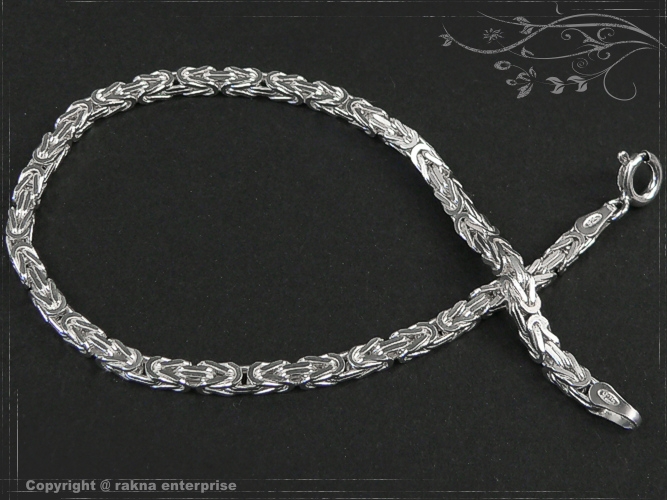 Byzantine chain bracelet  B2.5L18 solid 925 Sterling Silver