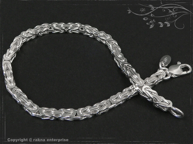 Königskette Armband B3.5L19 massiv 925 Sterling Silber