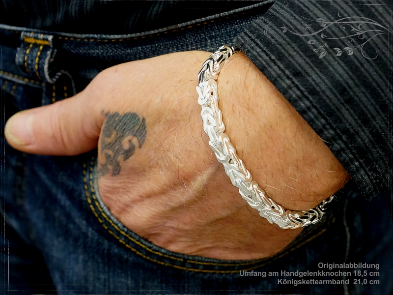 Armband 925 cm 22 Königskette 6mm Silber