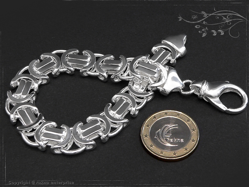 Byzantine chain bracelet B11.0L18 solid 925 Sterling Silver