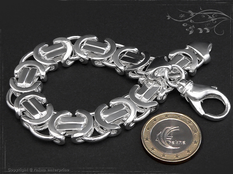 Byzantine chain bracelet B14.0L19 solid 925 Sterling Silver
