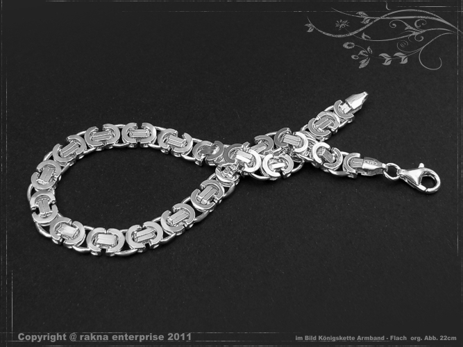 Königskette Armband Flach B6.0L17 massiv 925 Sterling Silber