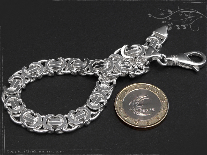 Königskette Armband Flach B9.0L18 massiv 925 Sterling Silber
