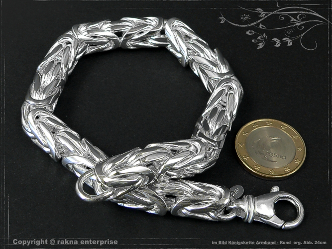 Königskette Armband Rund B10.0L24 massiv 925 Sterling Silber