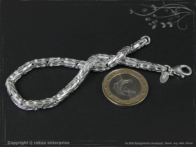 Königskette Armband Rund B4.0L17 massiv 925 Sterling Silber