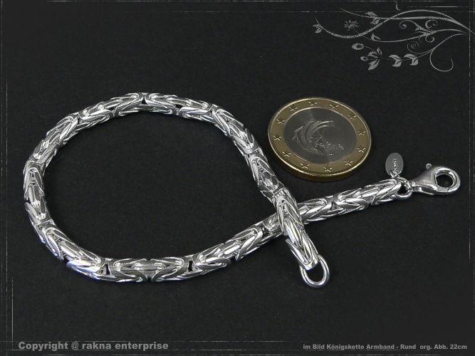 Königskette Armband Rund B4.0L18 massiv 925 Sterling Silber