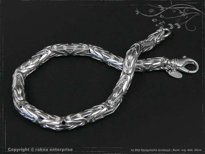 Königskette Armband Rund B6.0L24 massiv 925 Sterling Silber