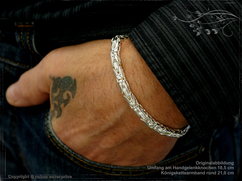 Königskette Armkette massiv rund 925 Sterling Silber Königs Kette Armband-kette