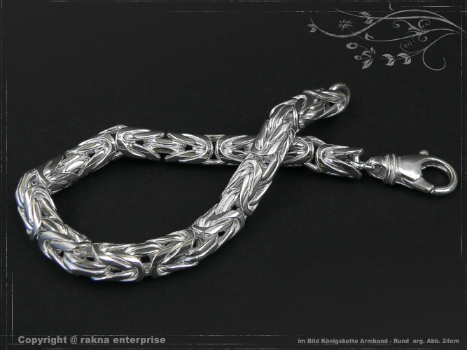 Königskette Armband Rund B8.0L24 massiv 925 Sterling Silber