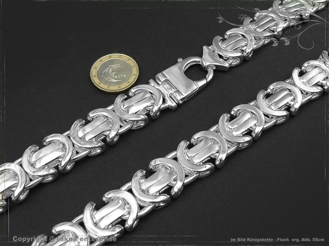 Königskette Flach 75,0cm 17mm massiv 925 Silber