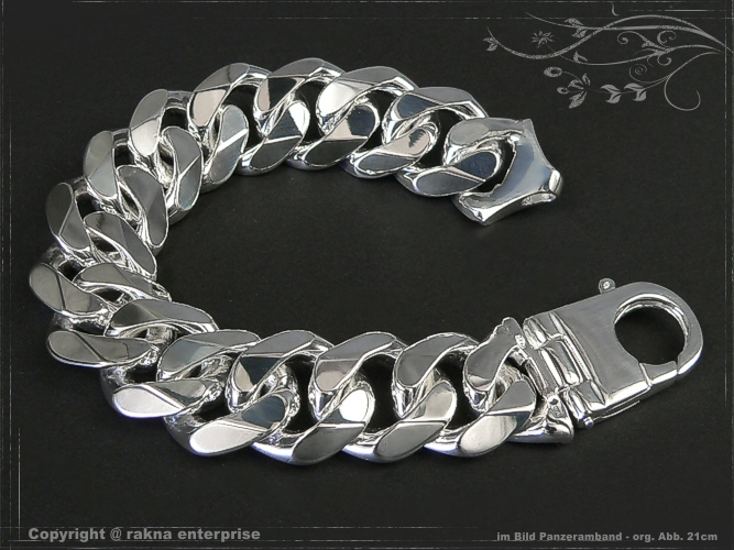 Curb Chain Bracelet Extra Breadth B19.0L22 solid 925 Sterling Silver