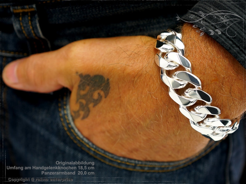 Curb Chain Bracelet Extra Breadth B19.0L20 solid 925 Sterling Silver