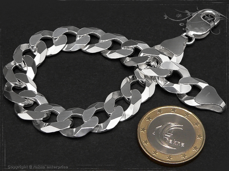 Curb Chain Bracelet B12.0L17 solid 925 Sterling Silver