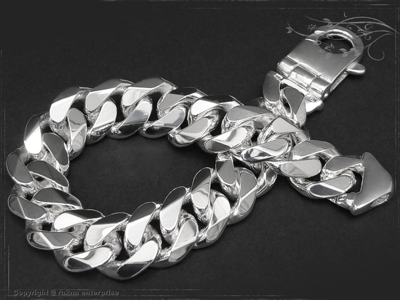 Curb Chain Bracelet B14.0L25 solid 925 Sterling Silver