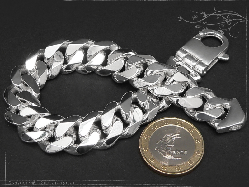 Curb Chain Bracelet B14.0L19 solid 925 Sterling Silver