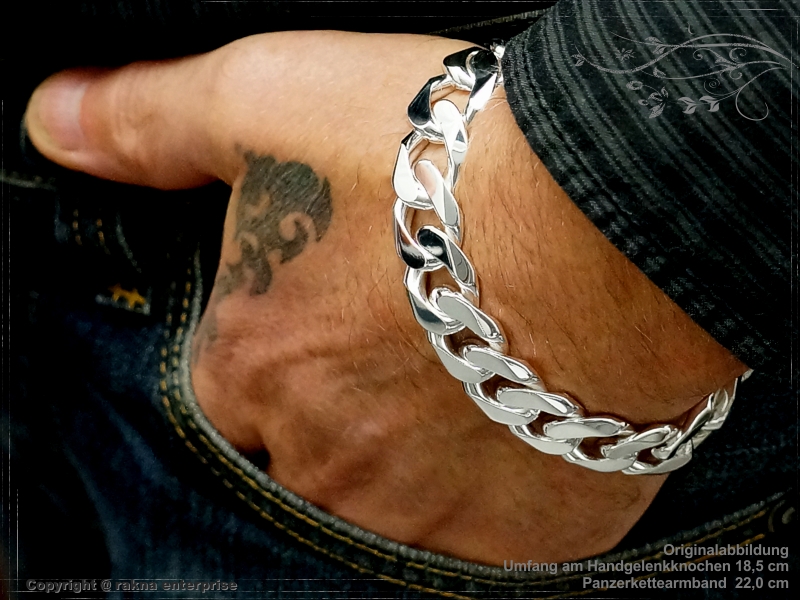 Curb Chain Bracelet B16.0L22 solid 925 Sterling Silver