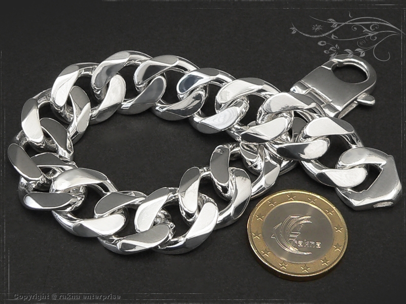 Curb Chain Bracelet B16.0L19 solid 925 Sterling Silver