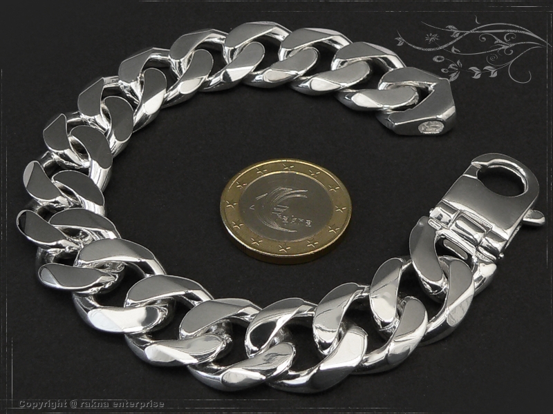 Curb Chain Bracelet B16.0L25 solid 925 Sterling Silver