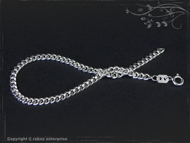 Curb Chain Bracelet B3.5L18 solid 925 Sterling Silver