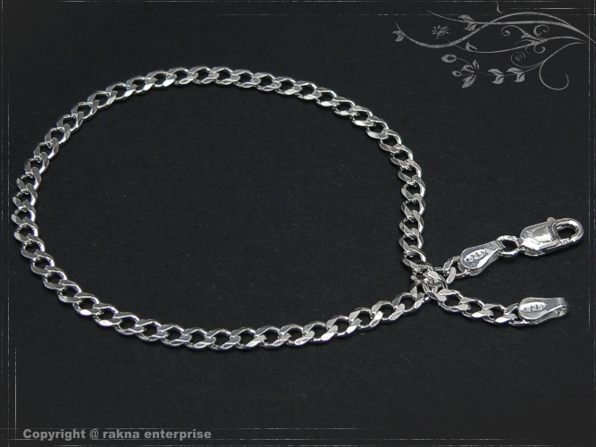 Curb Chain Bracelet B3.0L17 solid 925 Sterling Silver