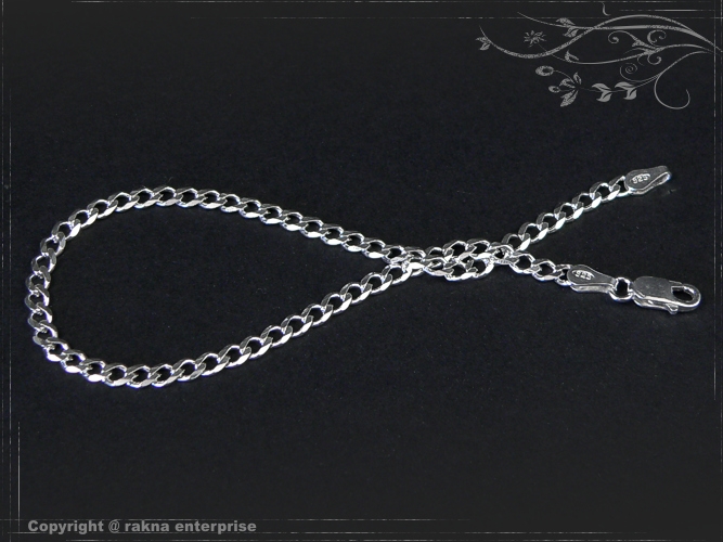 Curb Chain Bracelet B3.0L18 solid 925 Sterling Silver