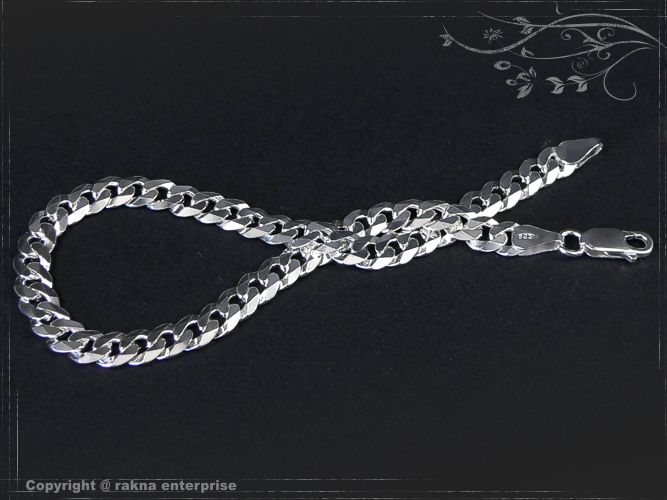 Curb Chain Bracelet B6.0L18 solid 925 Sterling Silver