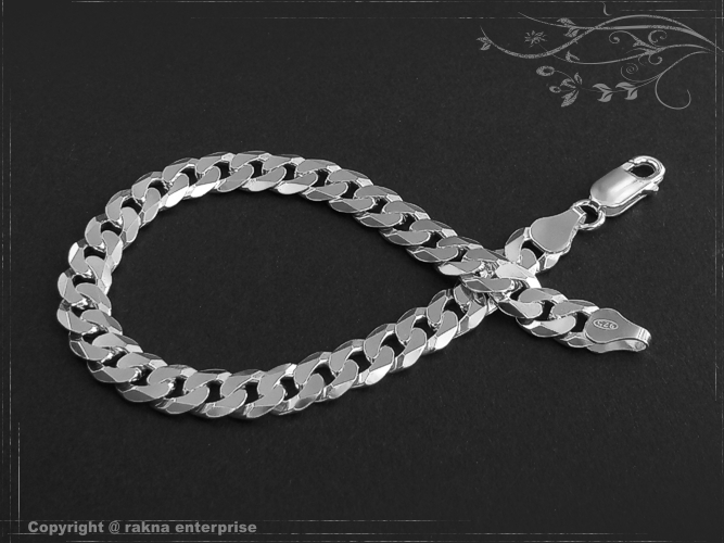 Curb Chain Bracelet B7.5L18 solid 925 Sterling Silver