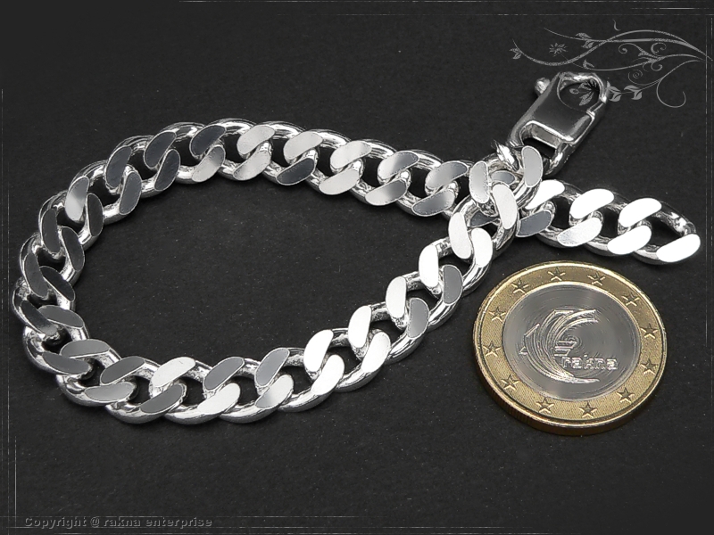 Curb Chain Bracelet B8.0L17 solid 925 Sterling Silver