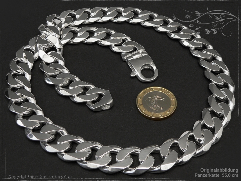 Curb Chain B16.0L100 solid 925 Sterling Silver