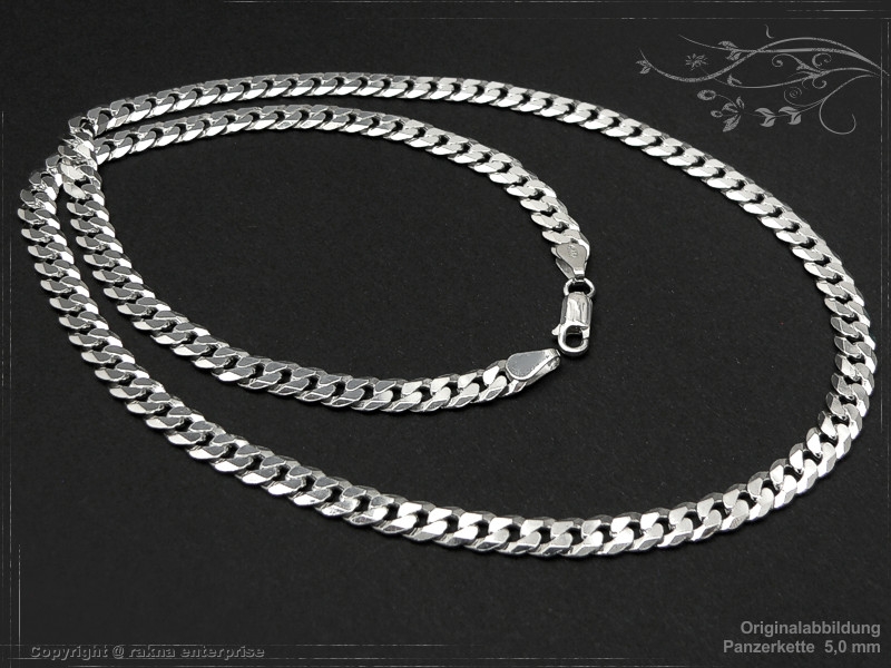 Curb Chain B5.0L55d solid 925 Sterling Silver