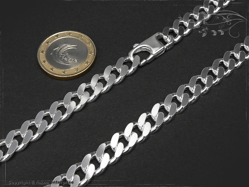Curb Chain B8.0L45 solid 925 Sterling Silver
