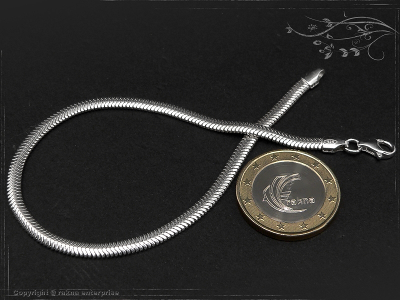 Snake chain Bracelet elliptica D3.5L17 solid 925 Sterling Silver