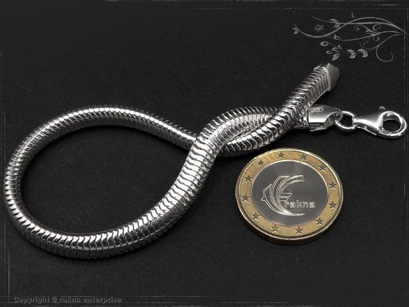 Snake chain Bracelet elliptica D6.0L18 solid 925 Sterling Silver