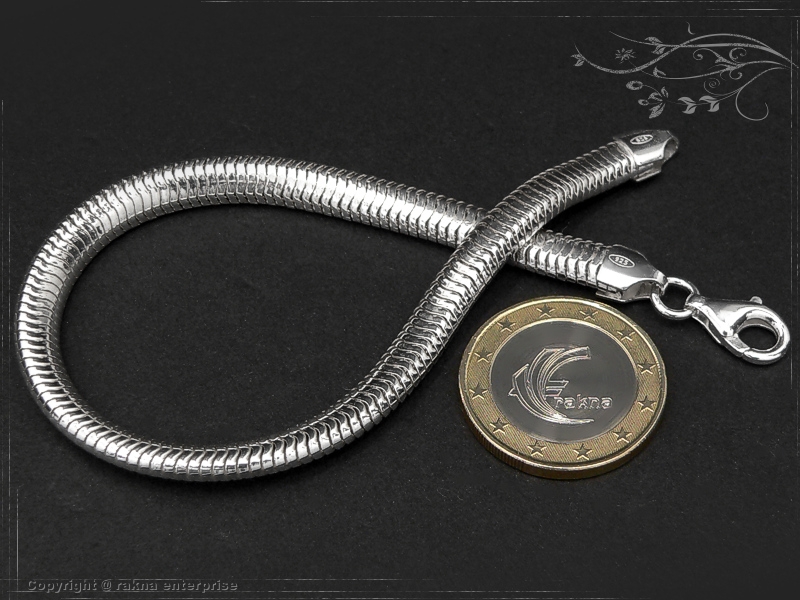 Snake chain Bracelet elliptica D6.0L17 solid 925 Sterling Silver