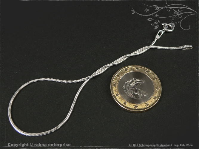 Snake chain Bracelet D1.2L22 solid 925 Sterling Silver