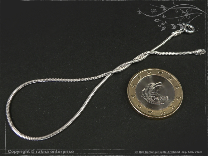 Snake chain Bracelet D1.4L17 solid 925 Sterling Silver
