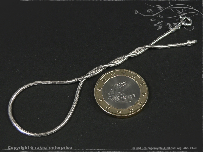 Snake chain Bracelet D1.6L22 solid 925 Sterling Silver