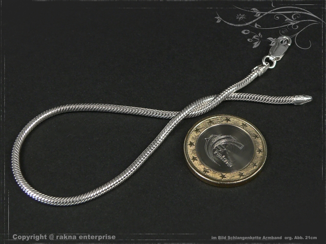 Snake chain Bracelet D2.2L22 solid 925 Sterling Silver