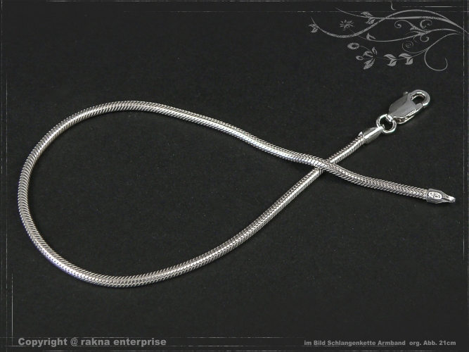 Snake chain Bracelet D2.2L19 solid 925 Sterling Silver