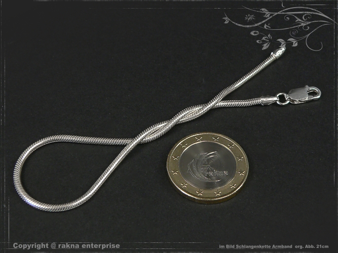Snake chain Bracelet D2.0L22 solid 925 Sterling Silver